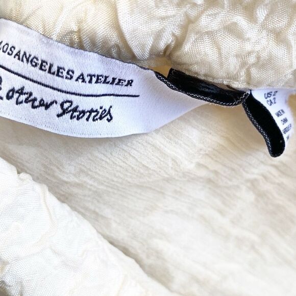 & Other Stories Cream Smocked Short Sleeve Button Down Shirt Shell Style Buttons - Picture 5 of 7